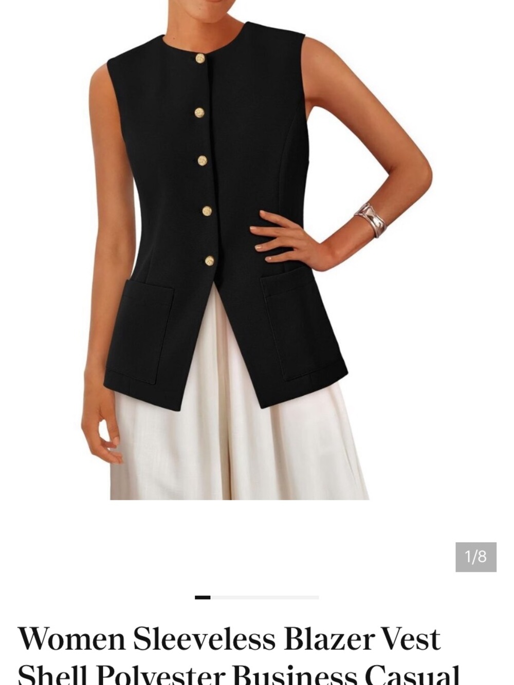OGL Black Sleeveless Blazer Vest with Gold Buttons
